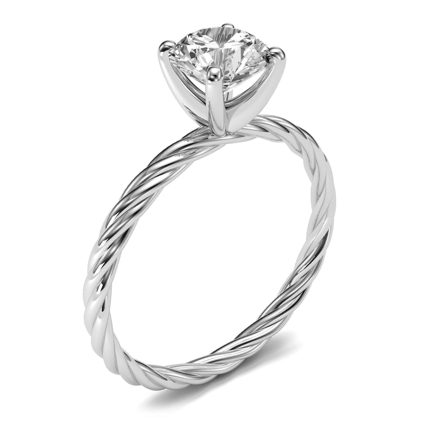 Round Cut Diamond Rope Wedding Set in 14k Gold