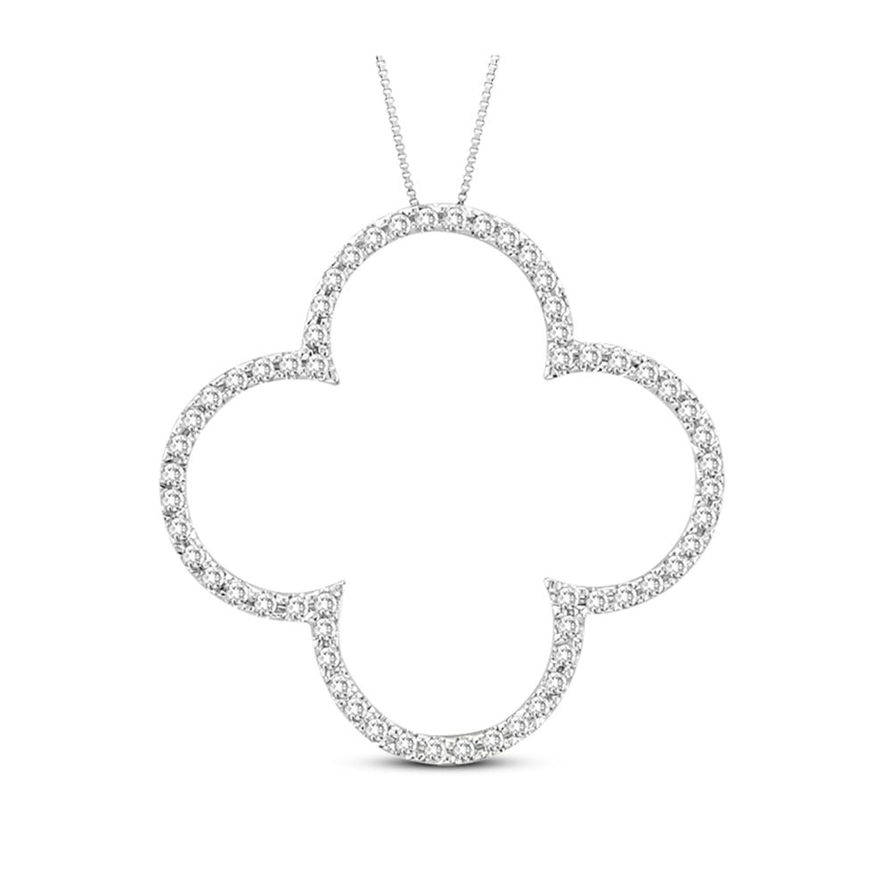 1/2ct Diamond Lucky Clover Pendant 14K White Gold