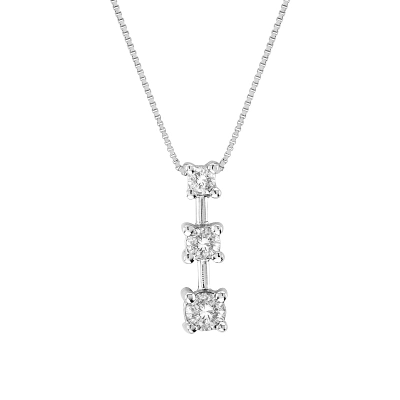 1/4ct Diamond 3-Stone Pendant 14k White Gold
