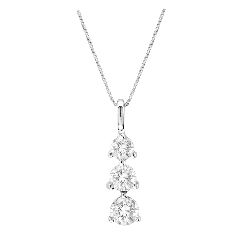 1/4ct Diamond 3-Stone Pendant in 14k White Gold