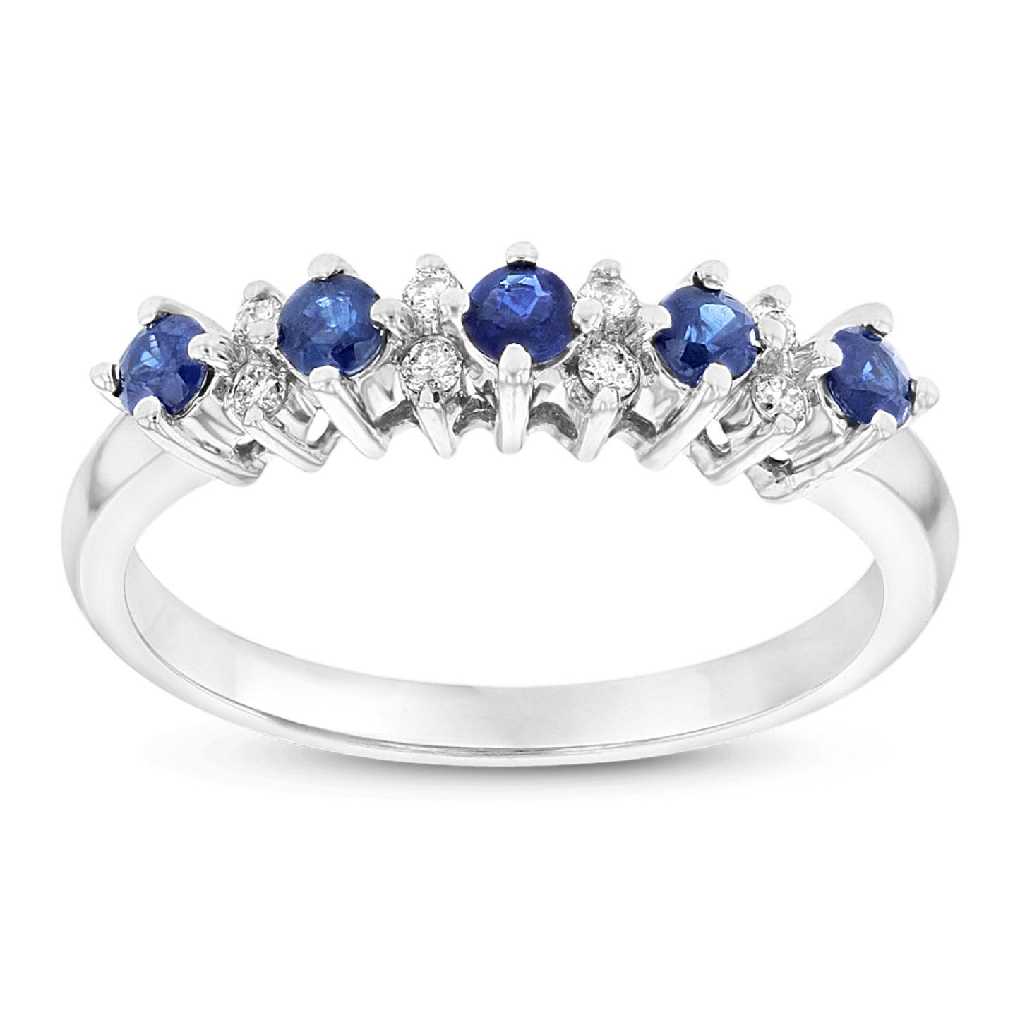 1/2ct Blue Sapphire & Diamond Ring in 14k White Gold