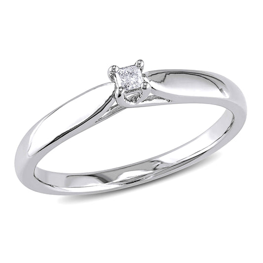 0.05ct Diamond Princess Cut Ring in Sterling Silver