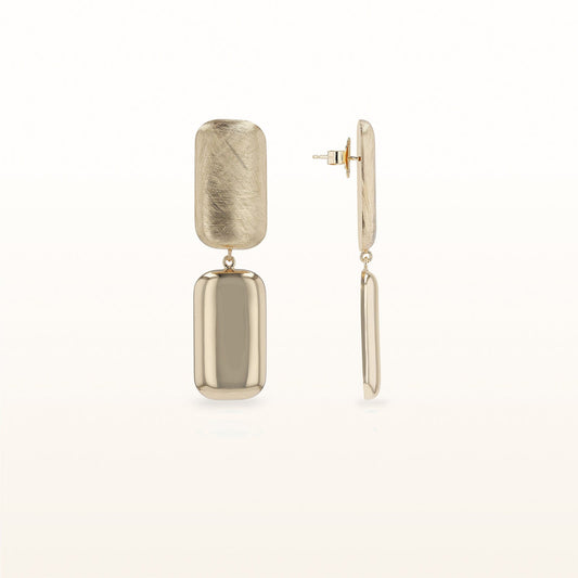 Rectangular Drop Earrings in Yellow Gold Plated Sterling Silver