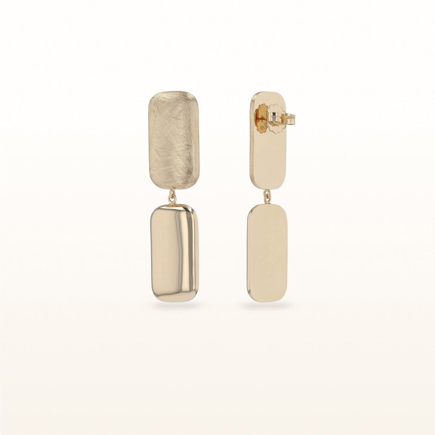 Rectangular Drop Earrings in Yellow Gold Plated Sterling Silver