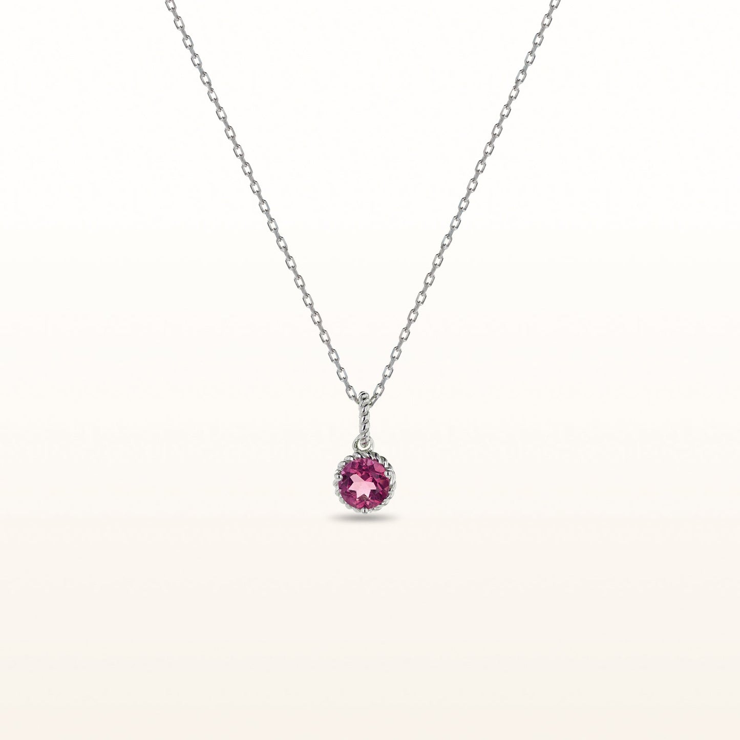 Round Gemstone Cable Necklace in Sterling Silver