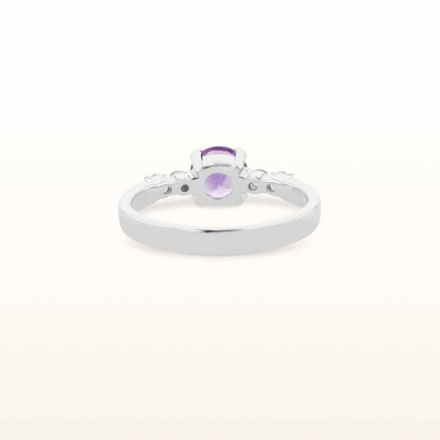 Round Gemstone & White Sapphire Ring in Sterling Silver