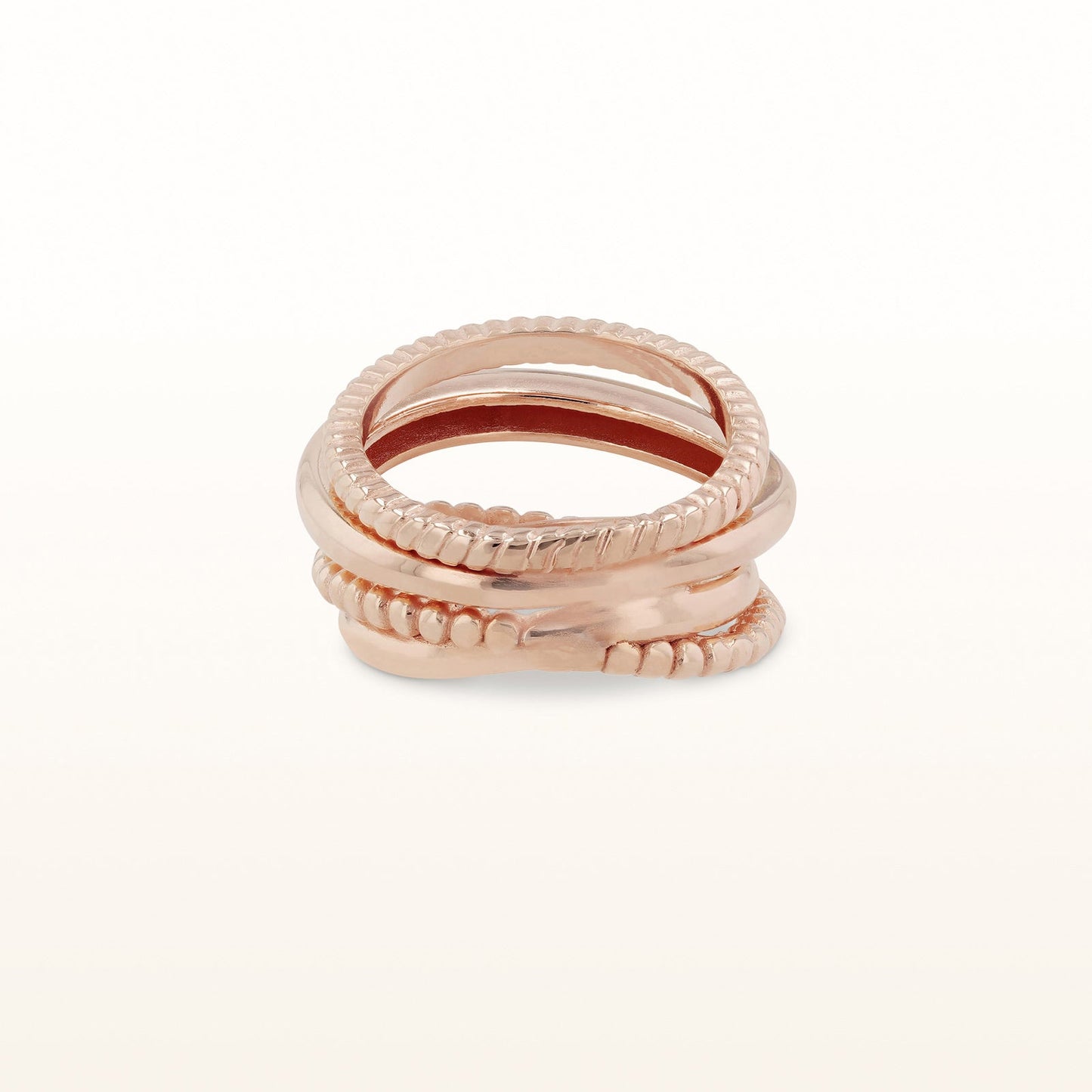 Cable Layered Ring in Rose Gold Plated Sterling Silver