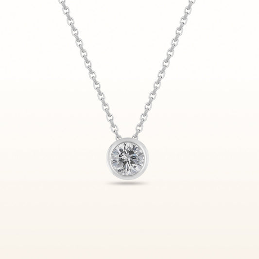 Diamond Bezel Necklace in Sterling Silver