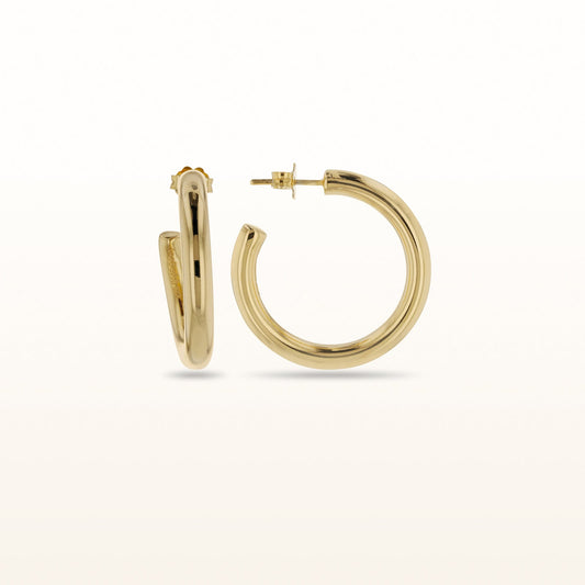 Open Tube Hoop Earrings in Yellow Gold Plated Sterling Silver
