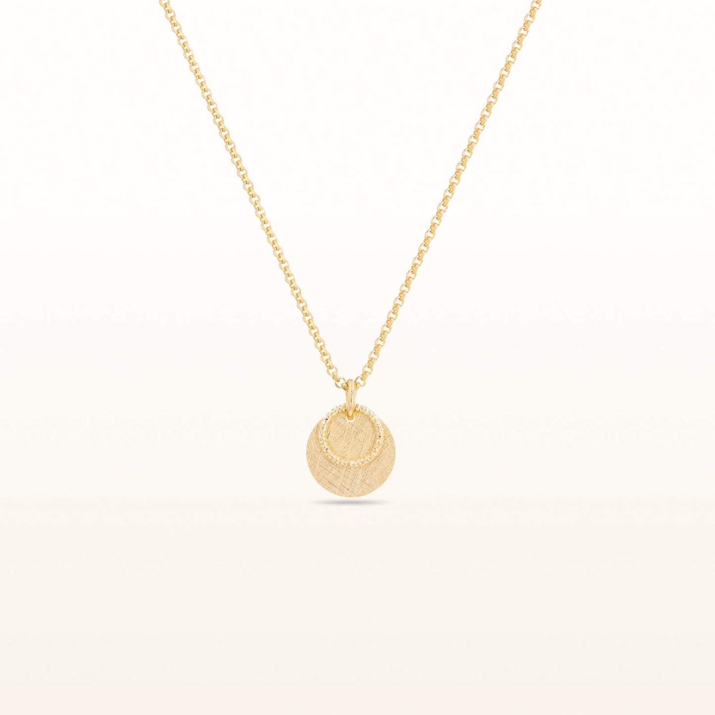 Layered Disc Necklace in Brushed Yellow Gold Plated Sterling Silver