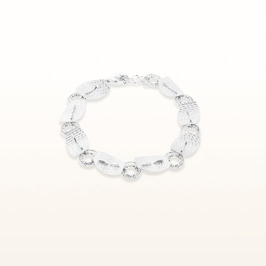 Rounded Trapezoid Link Bracelet in Sterling Silver