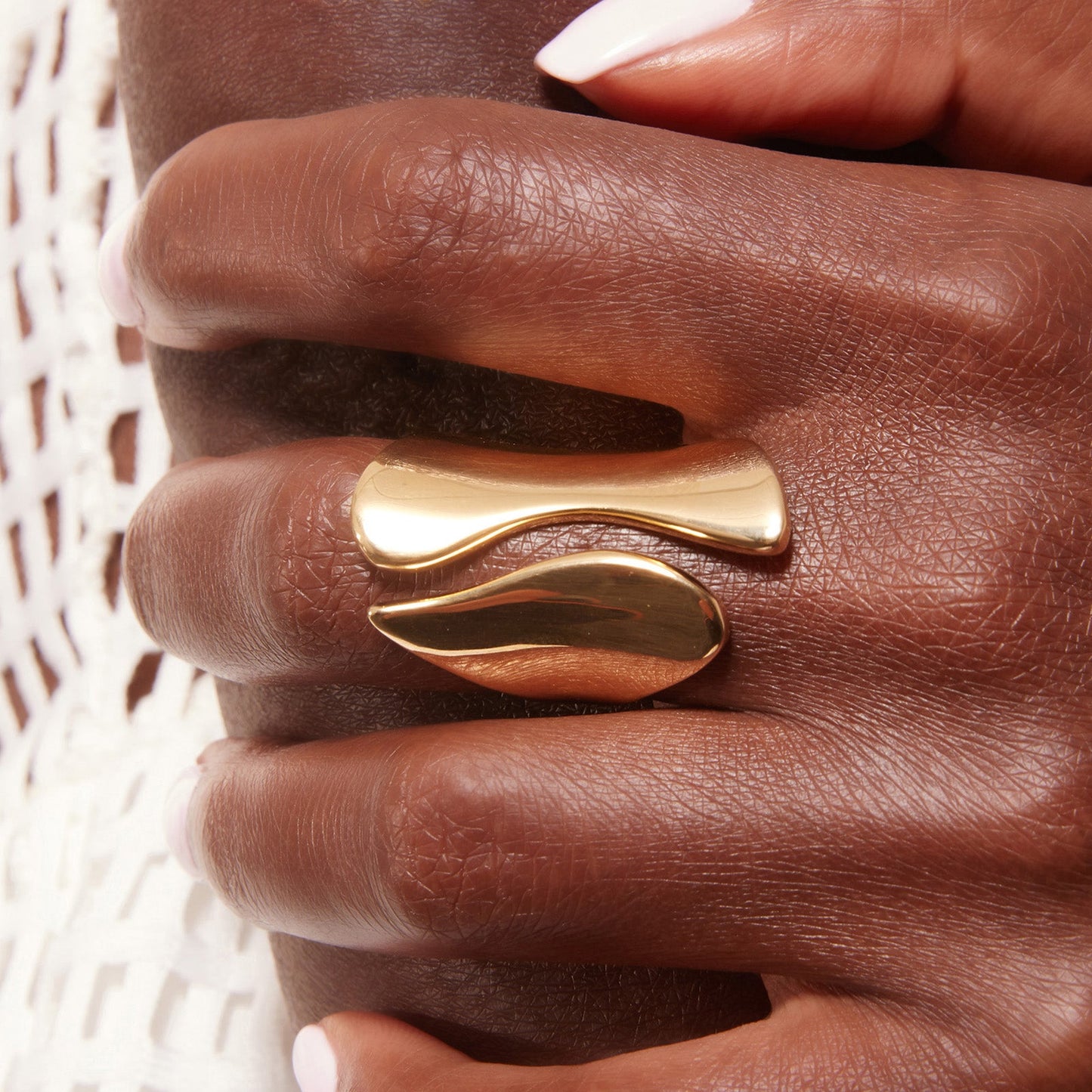 Open Wave Ring in Yellow Gold Plated Sterling Silver