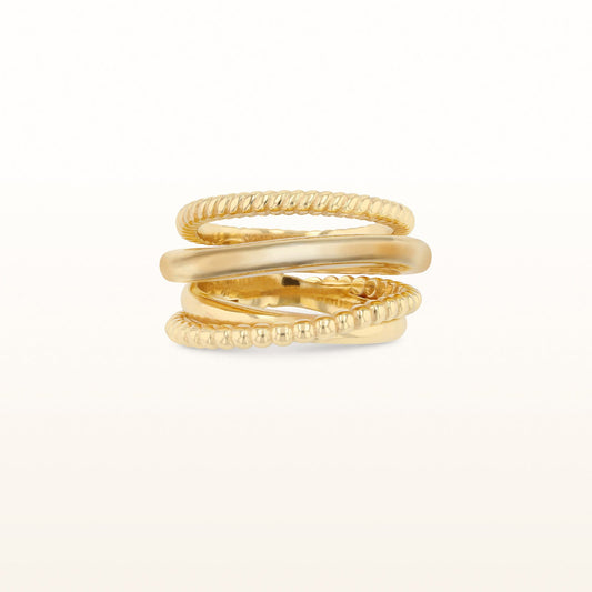 Cable Layered Ring in Yellow Gold Plated Sterling Silver
