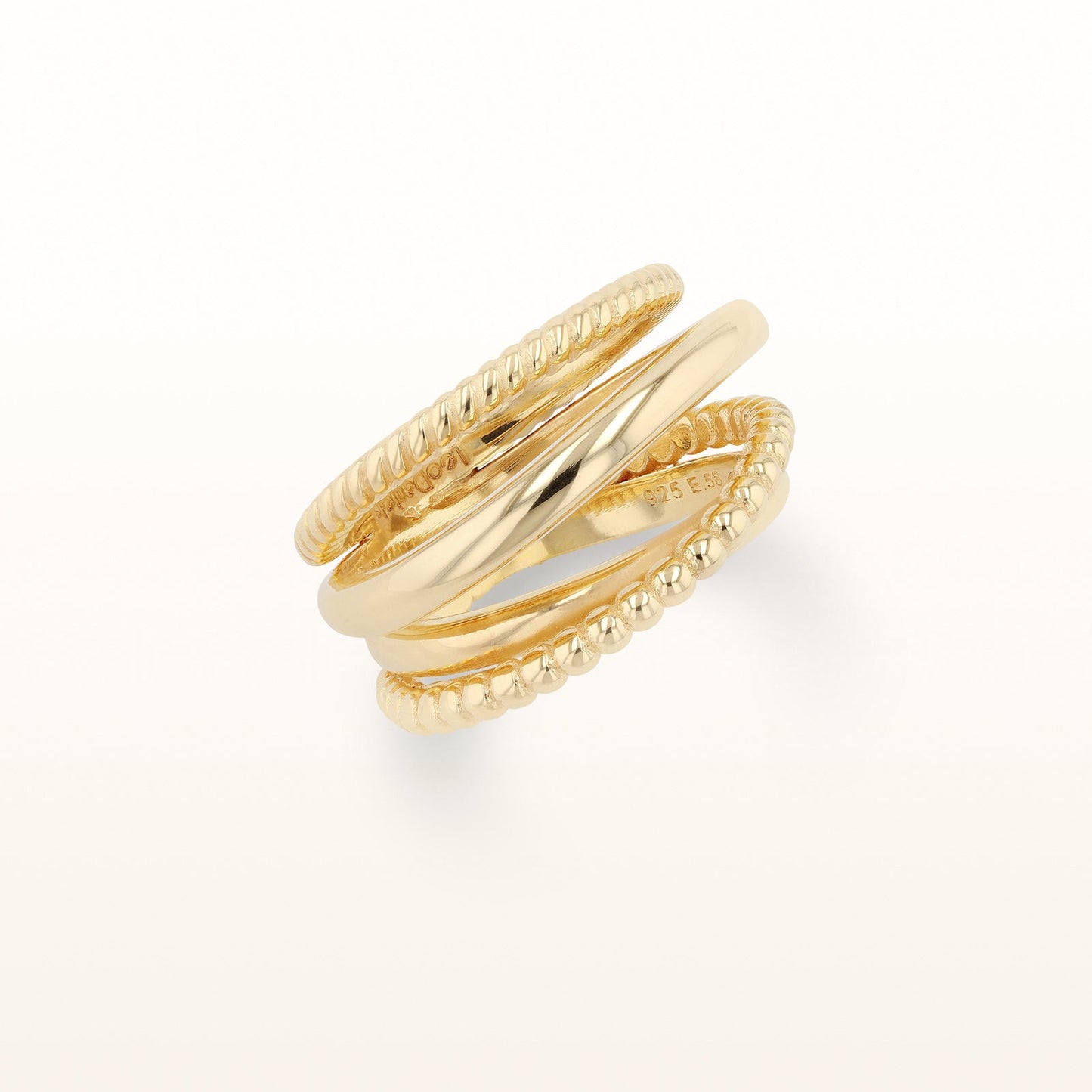 Cable Layered Ring in Yellow Gold Plated Sterling Silver