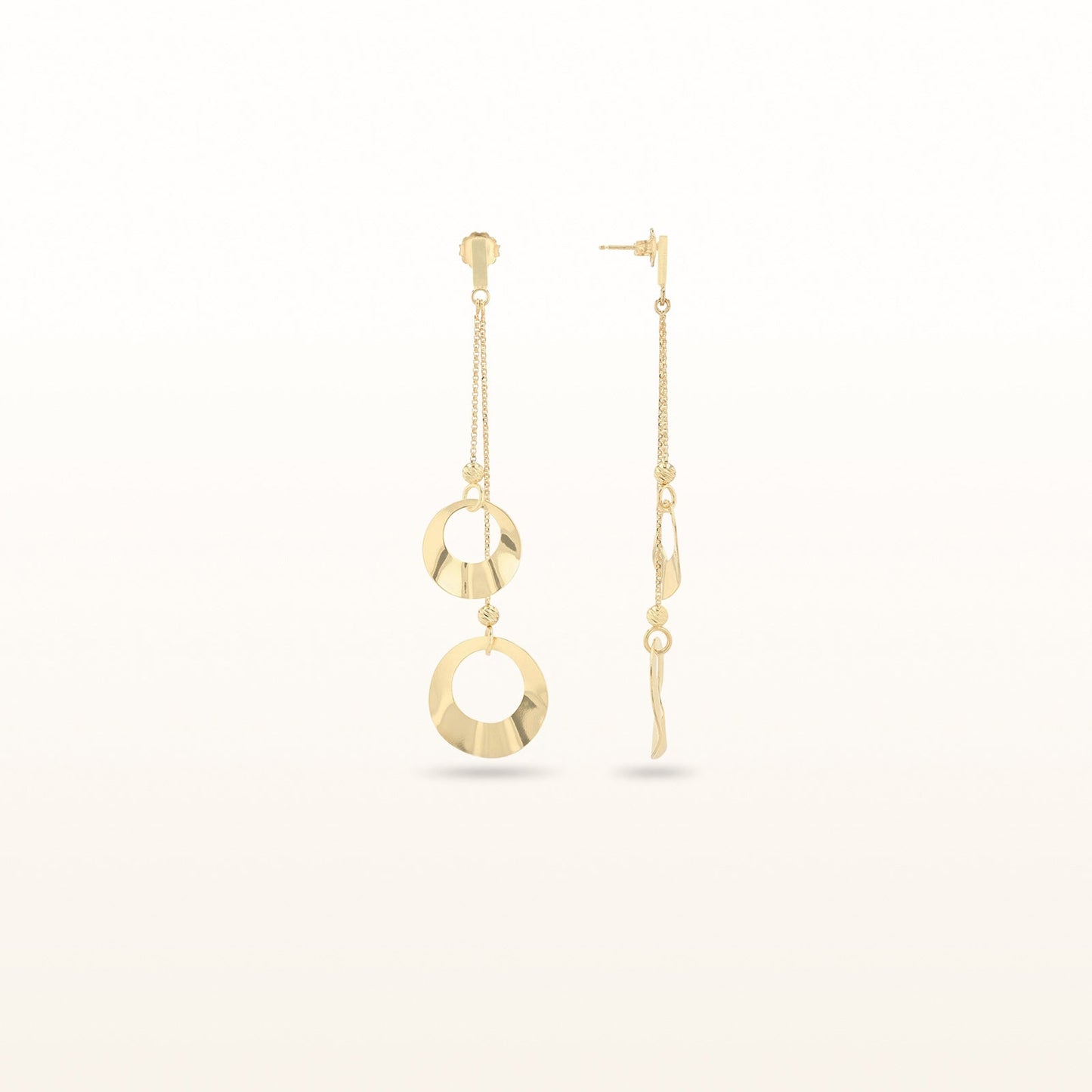 Yellow Gold Plated 925 Sterling Silver 2-Tiered Open Disc Drop Style Earrings