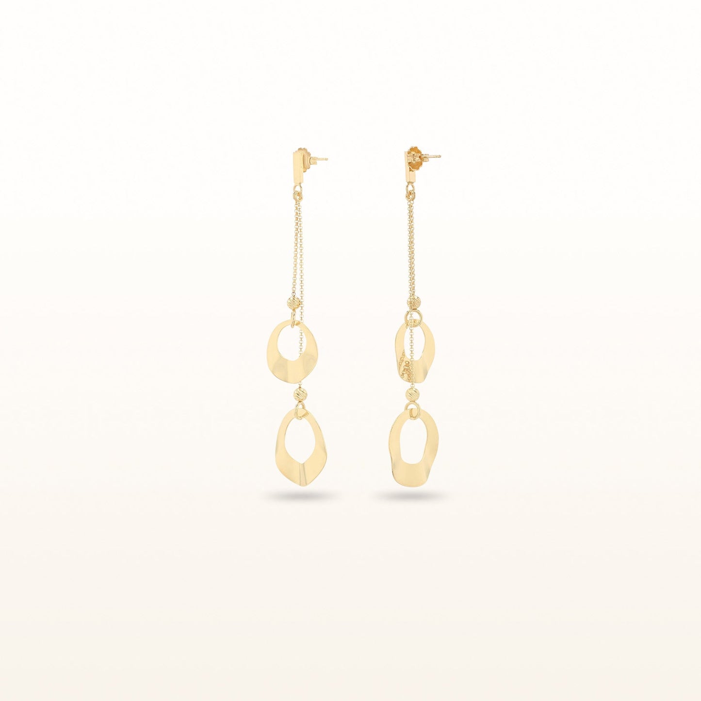 Yellow Gold Plated 925 Sterling Silver 2-Tiered Open Disc Drop Style Earrings