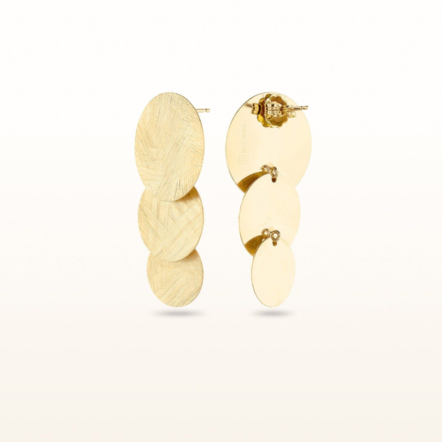 Tiered Disc Earrings in Yellow Gold Plated Sterling Silver