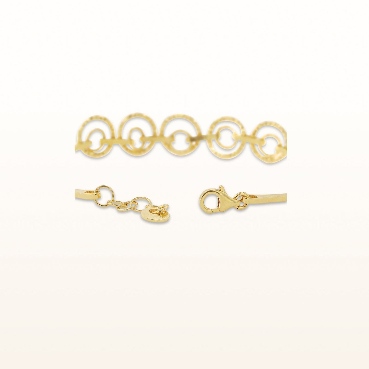 Double Circle Bracelet in Yellow Gold Plated Sterling Silver