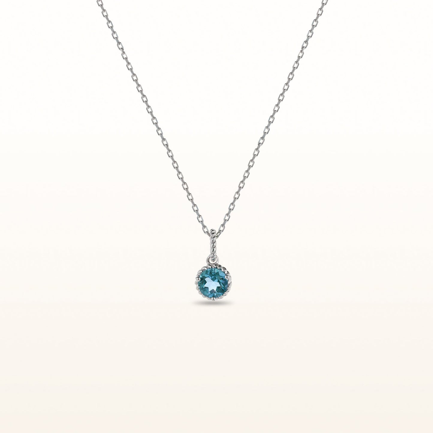 Round Gemstone Cable Necklace in Sterling Silver
