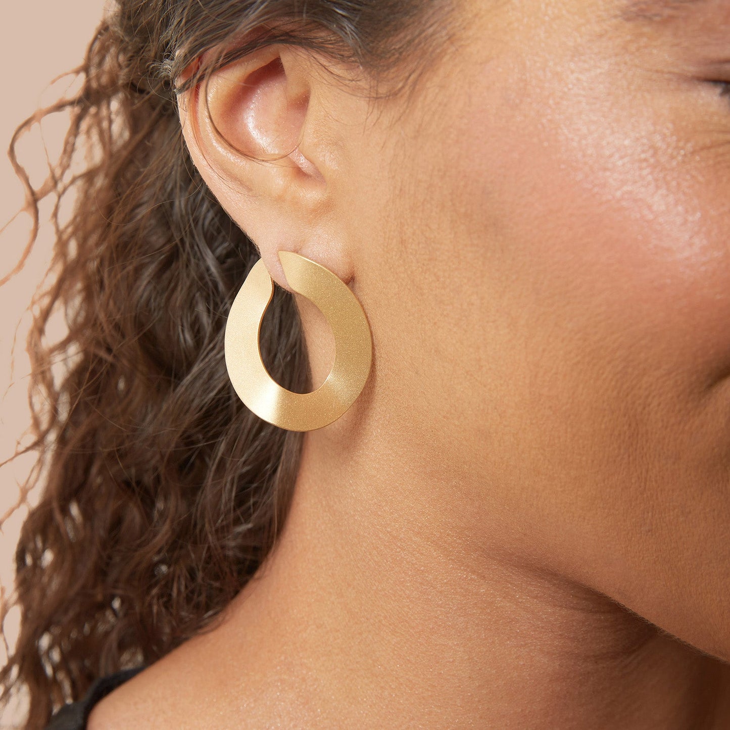 Twisted Hoop Earrings in Brushed Yellow Gold Plated Sterling Silver