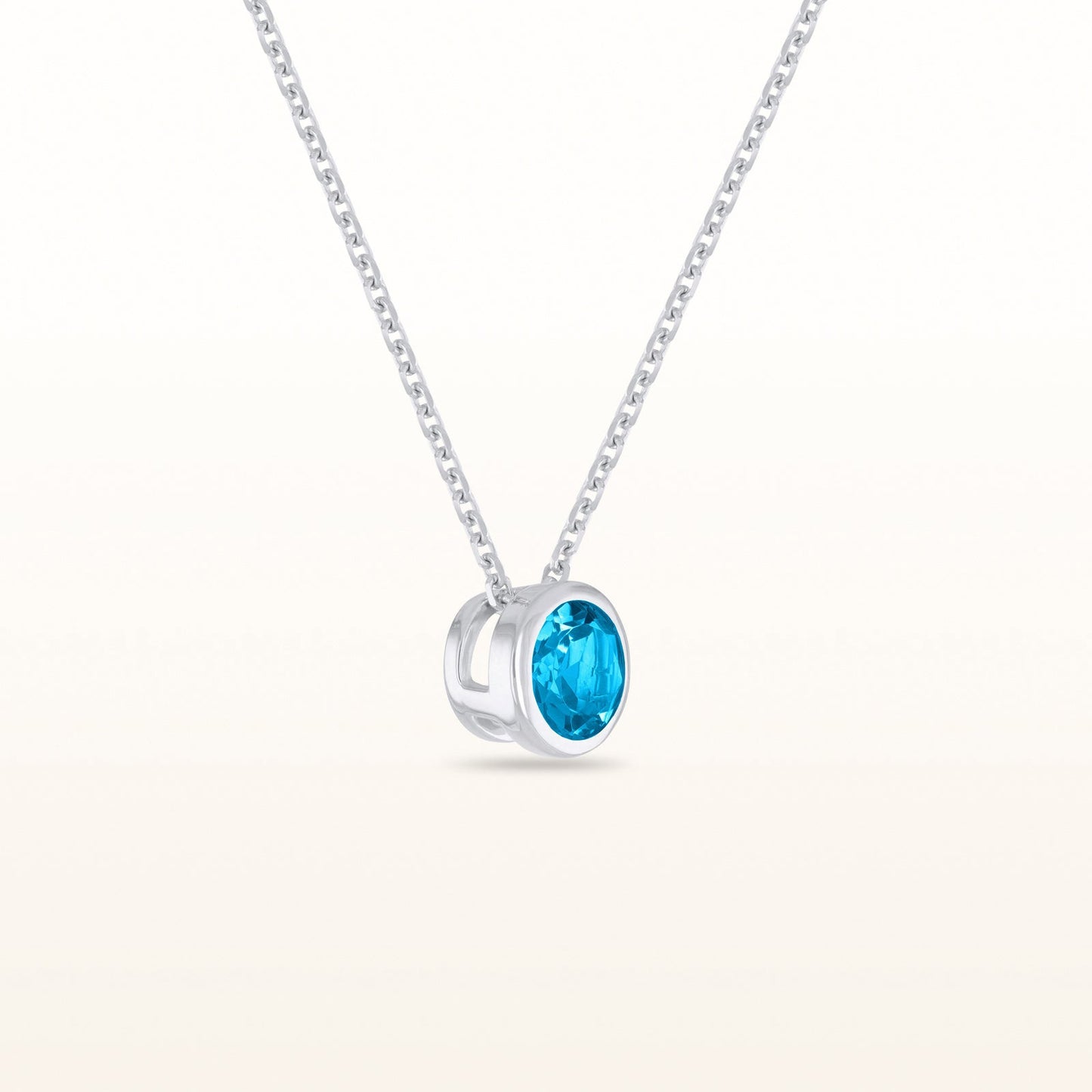 Round Gemstone Bezel Necklace in Sterling Silver