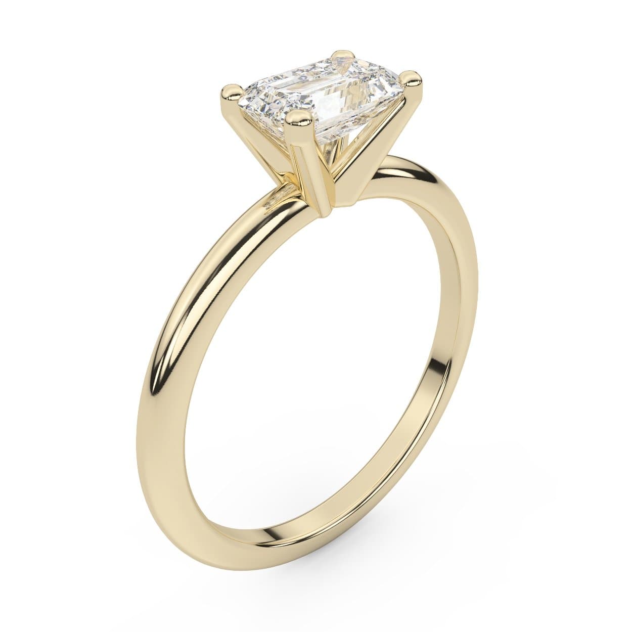 East West Emerald Cut Diamond Engagement Ring