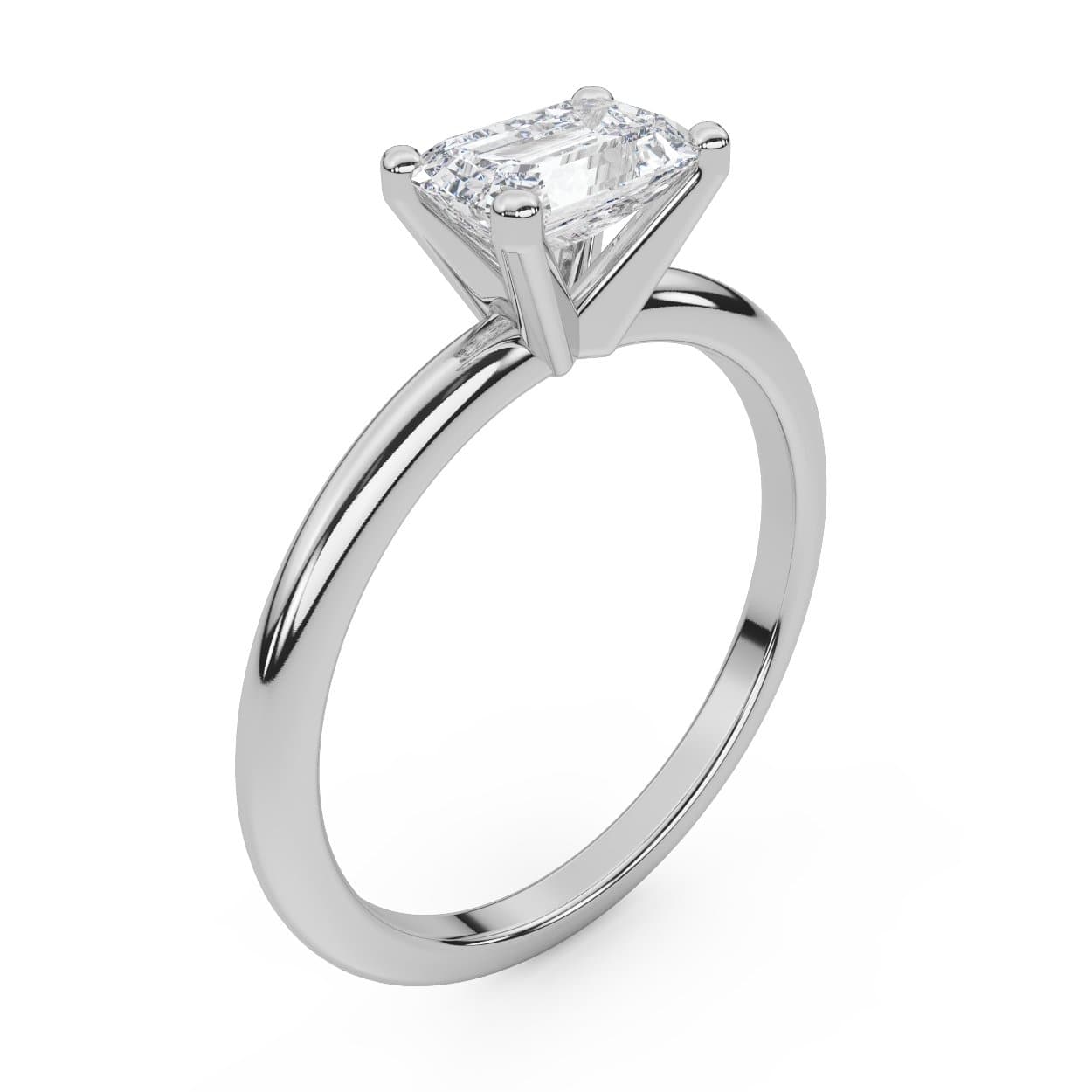 East West Emerald Cut Diamond Engagement Ring