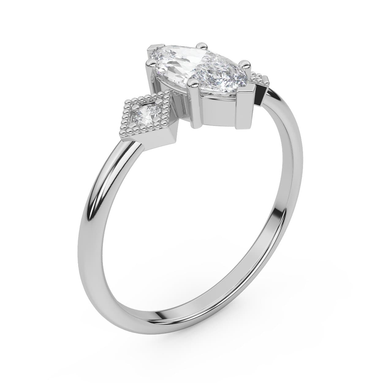 3-Stone Marquise Diamond Engagement Ring