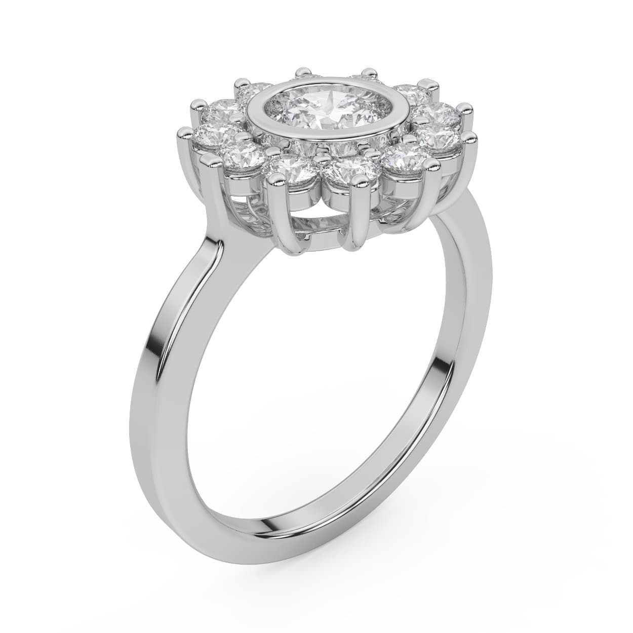 Floral Vintage Moissanite Halo Engagement Ring