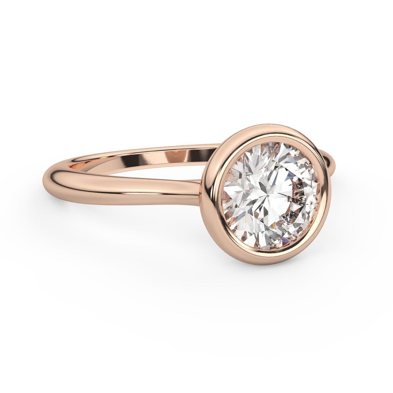 Round Cut Diamond Bezel Engagement Ring