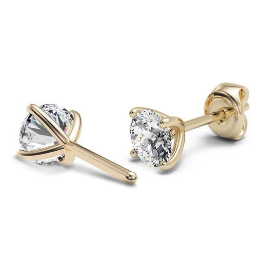 Round Cut Diamond Studs 14k Gold