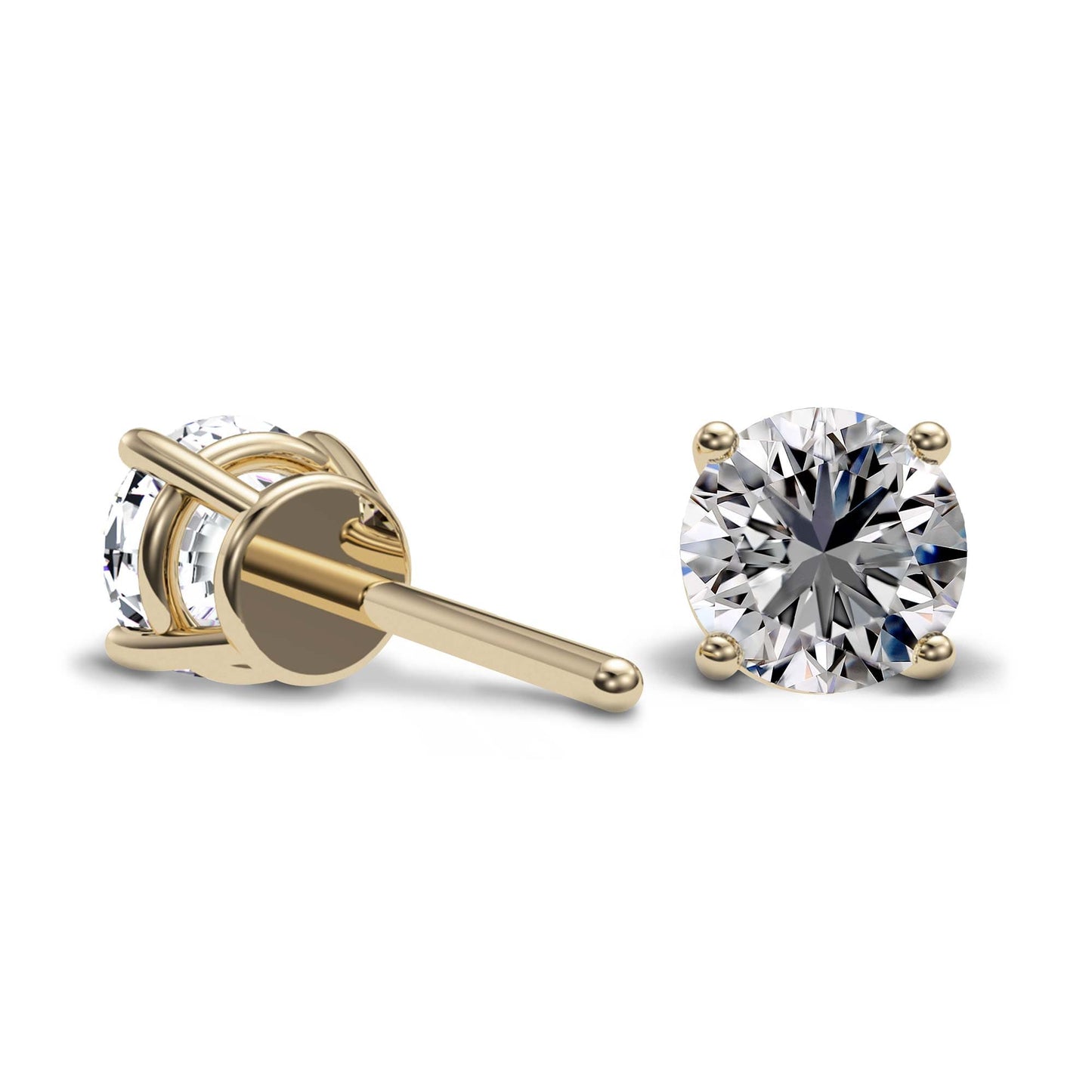 Round Cut Diamond Studs 14k Gold