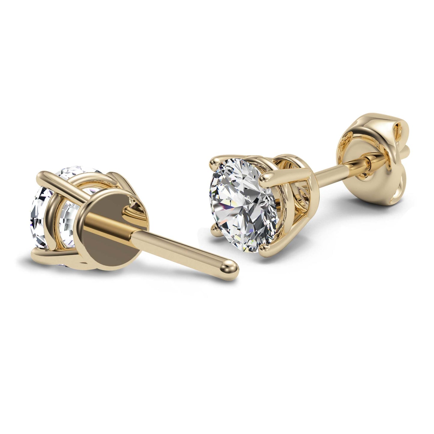 Round Cut Diamond Studs 14k Gold