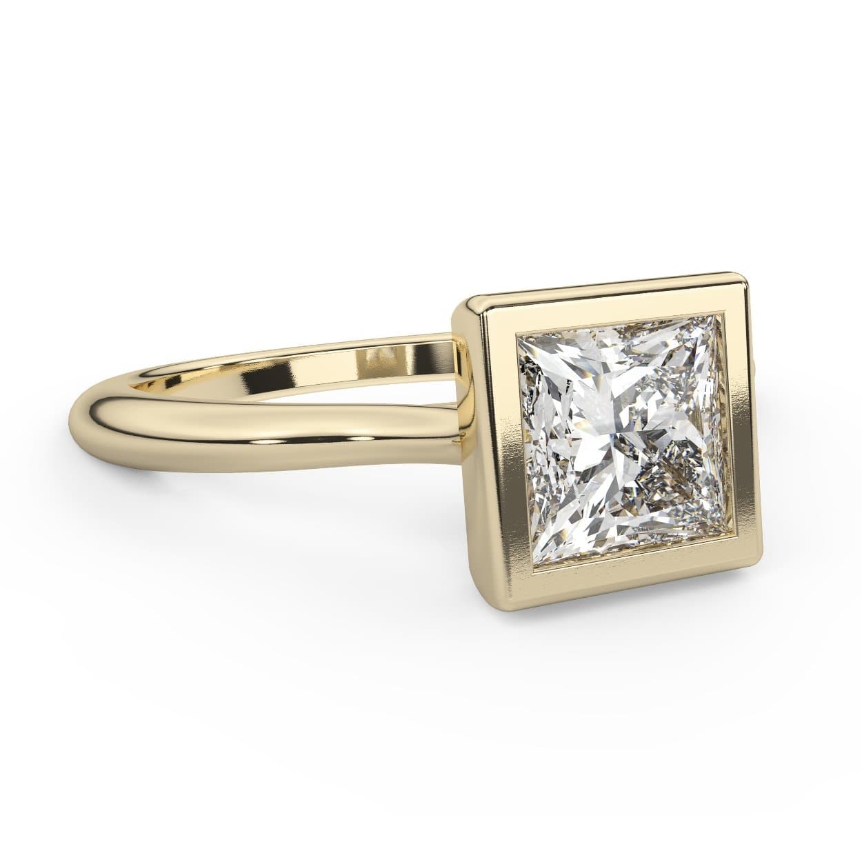 Princess Cut Diamond Bezel Engagement Ring