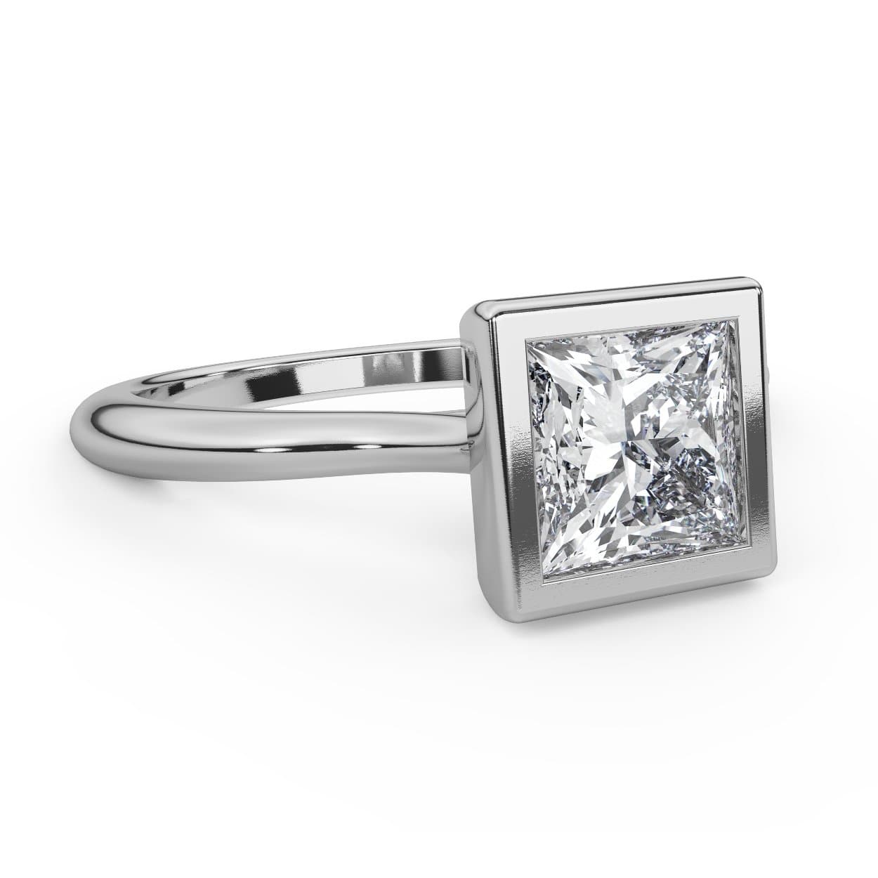 Princess Cut Diamond Bezel Engagement Ring