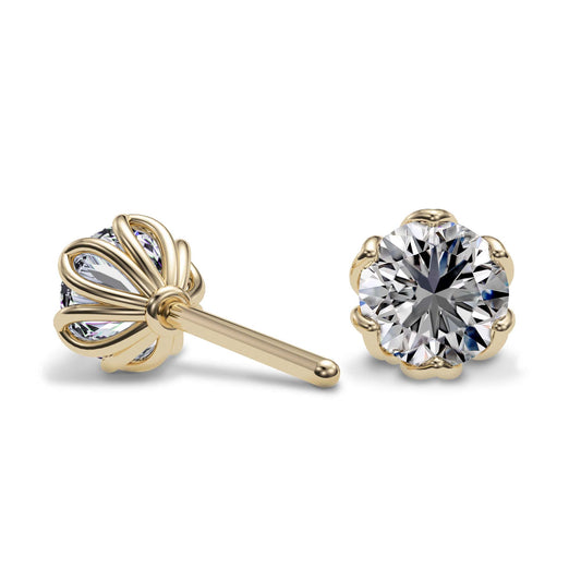 Round Cut Diamond Studs in 14k Gold