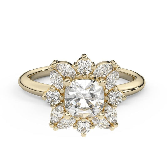 Magnolia Floral Diamond Engagement Ring