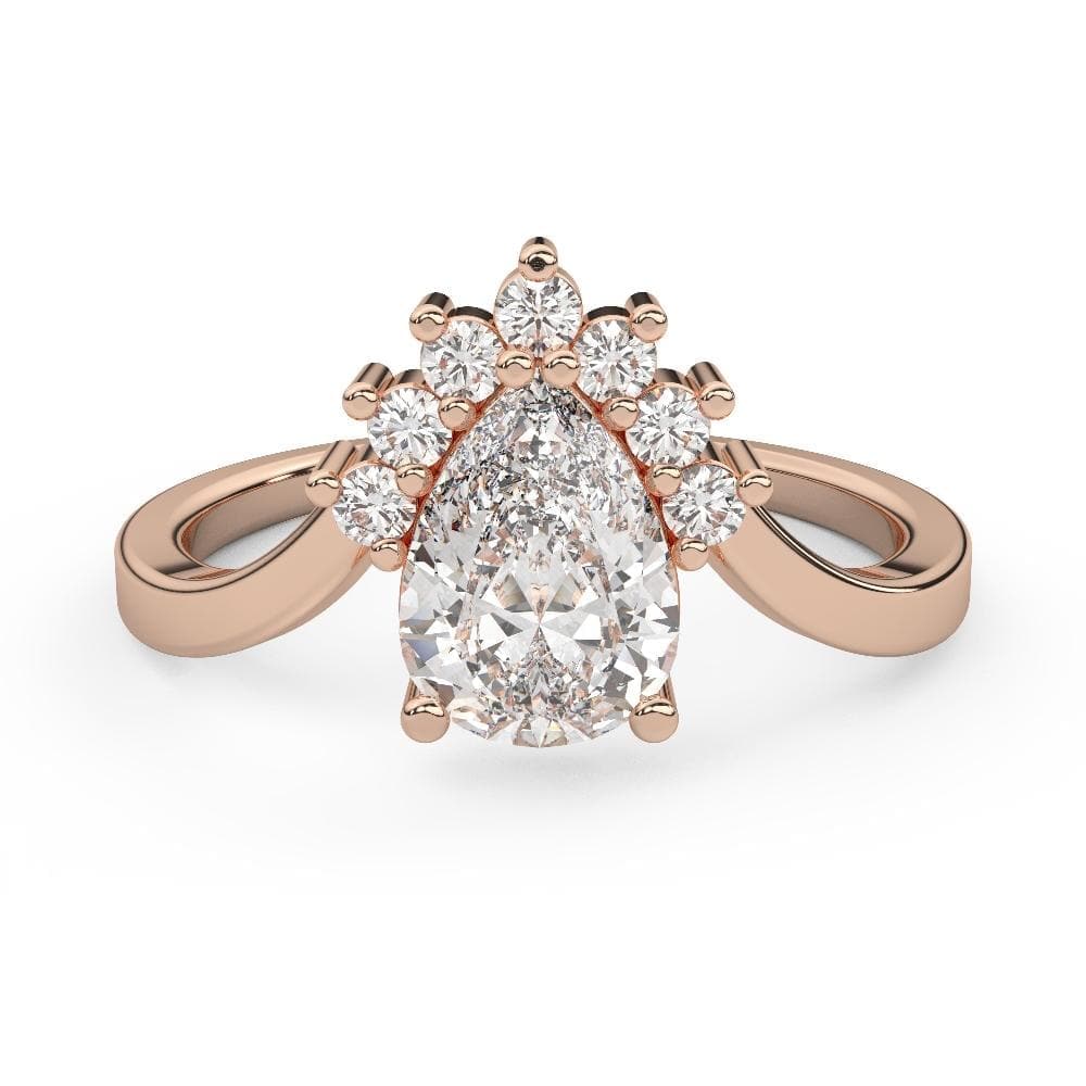 Art Deco Pear Cut Moissanite Engagement Ring