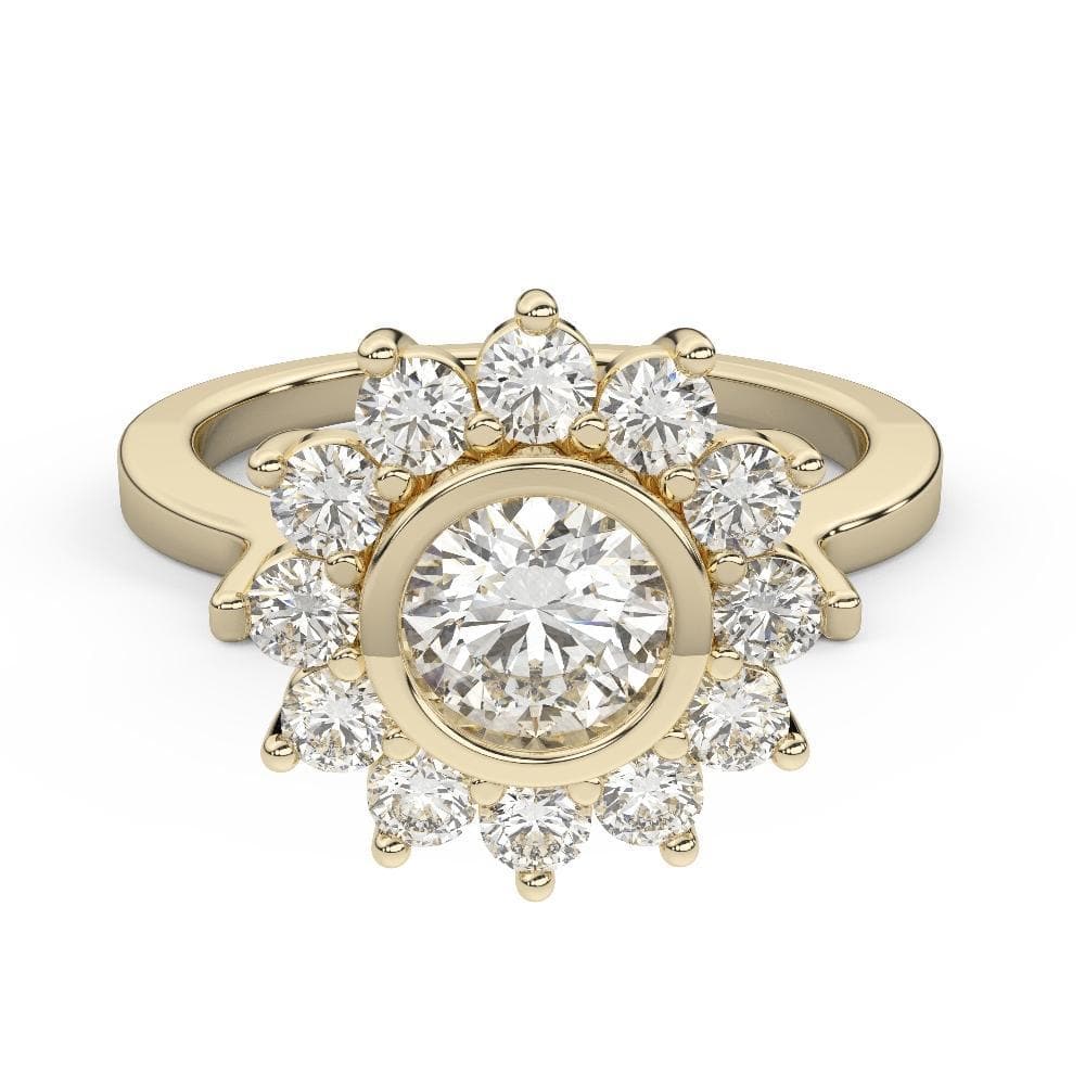 Floral Vintage Diamond Halo Engagement Ring