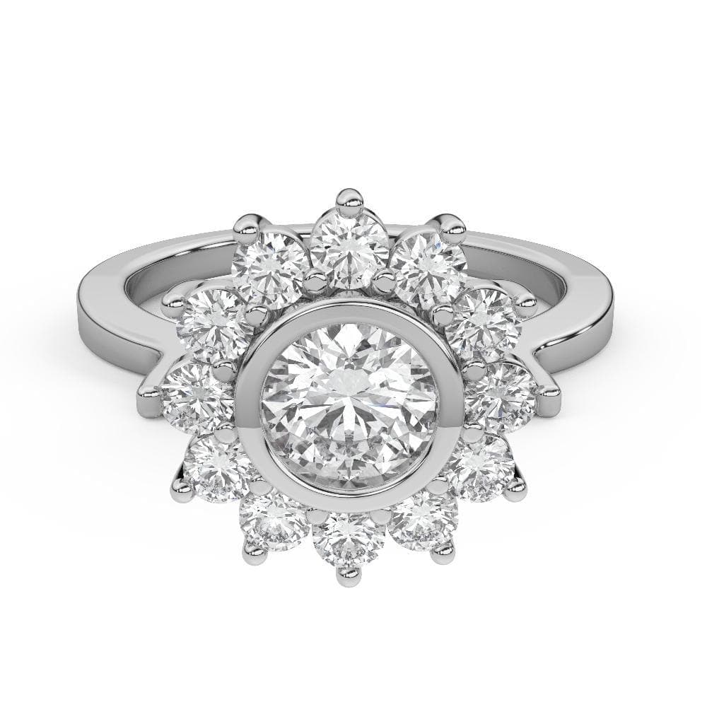 Floral Vintage Moissanite Halo Engagement Ring