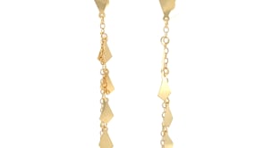 14K Yellow Gold Polished Diamond Motif Dangle Earrings