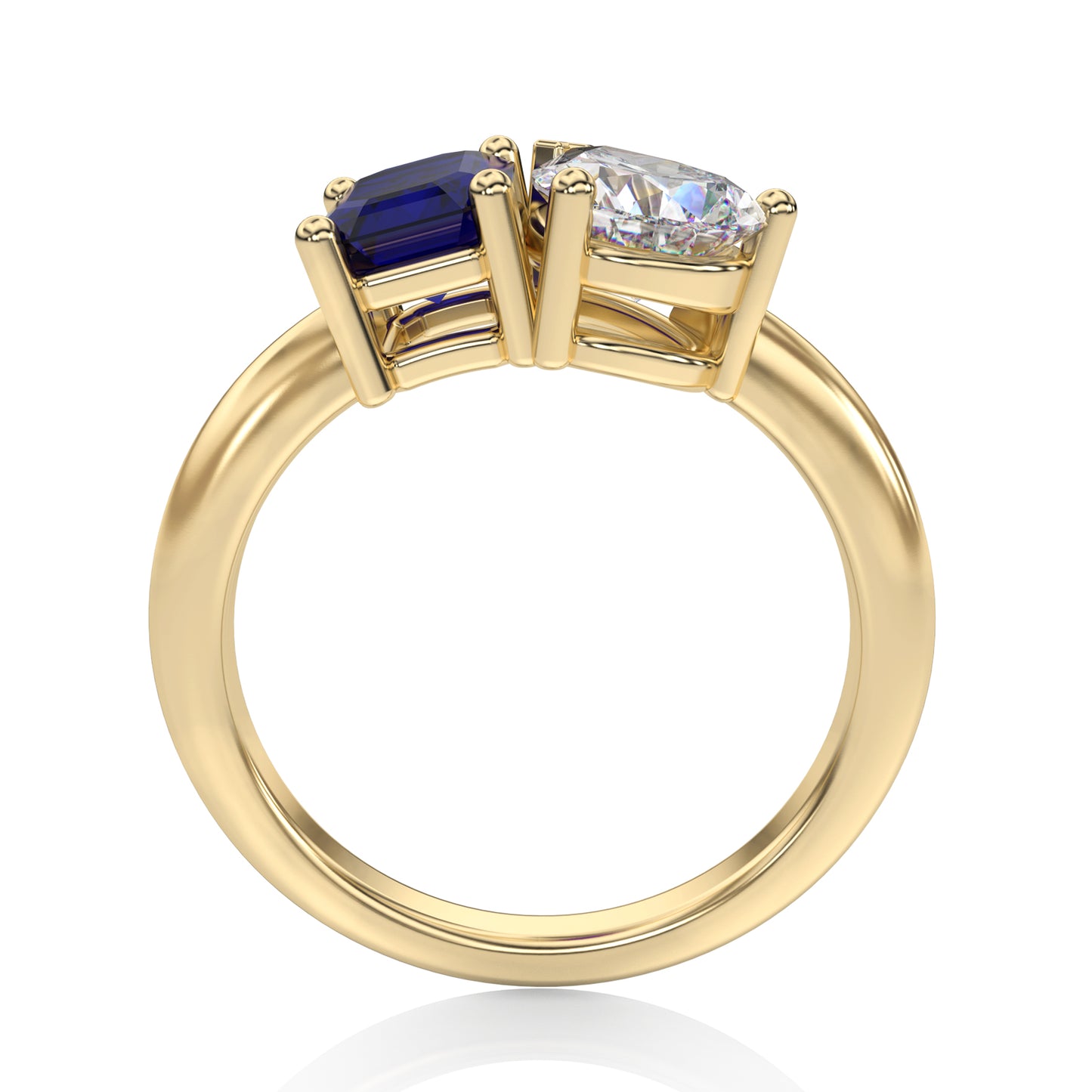 Toi et Moi Sapphire & Moissanite Ring in 14k Gold