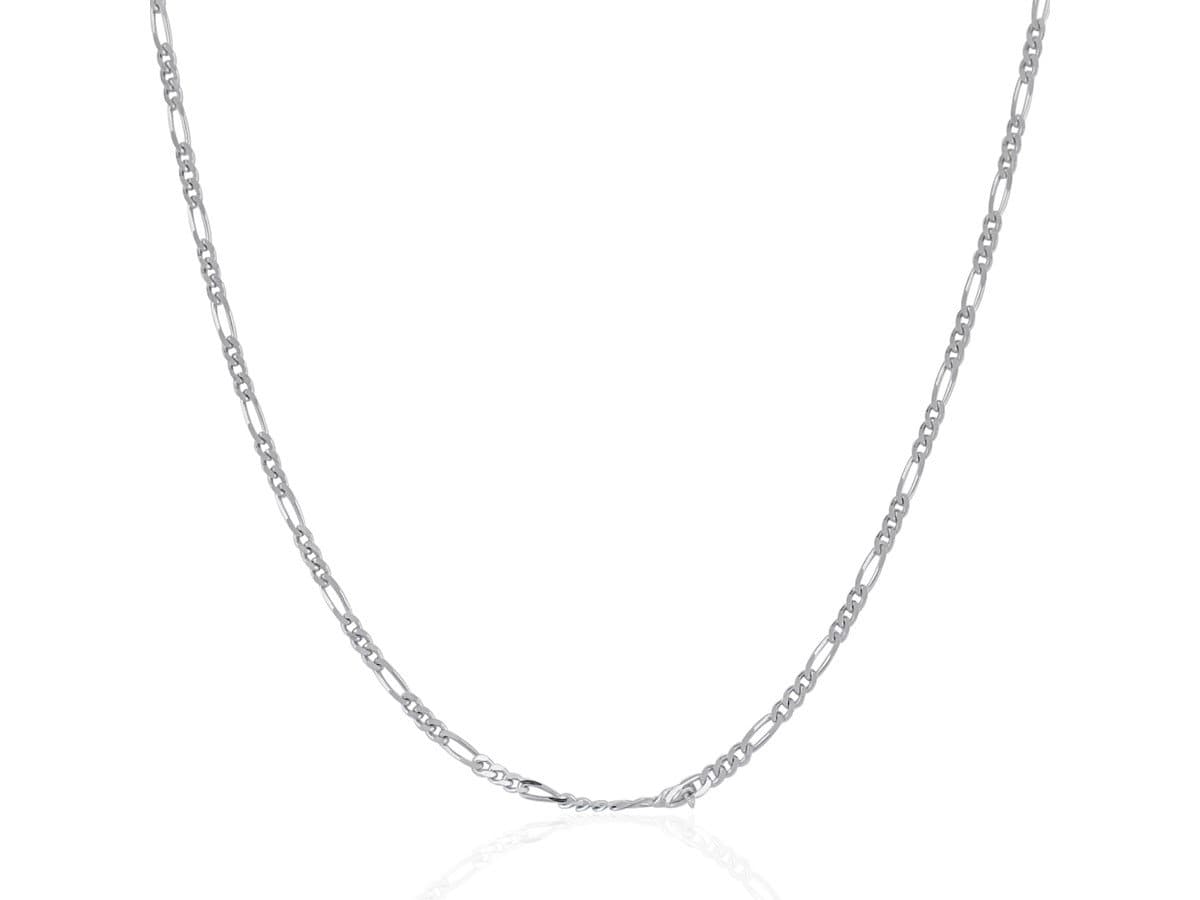 14k White Gold Solid Figaro Chain in 1.9 mm