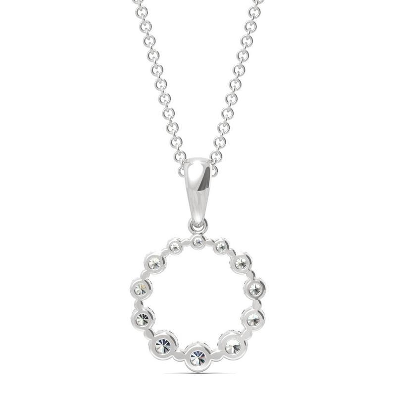 Moissanite Round Pendant Necklace in 14k White Gold