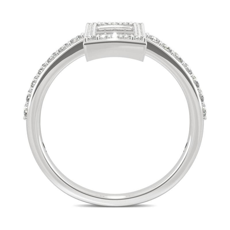 Open rectangle Moissanite Ring in 14k White Gold