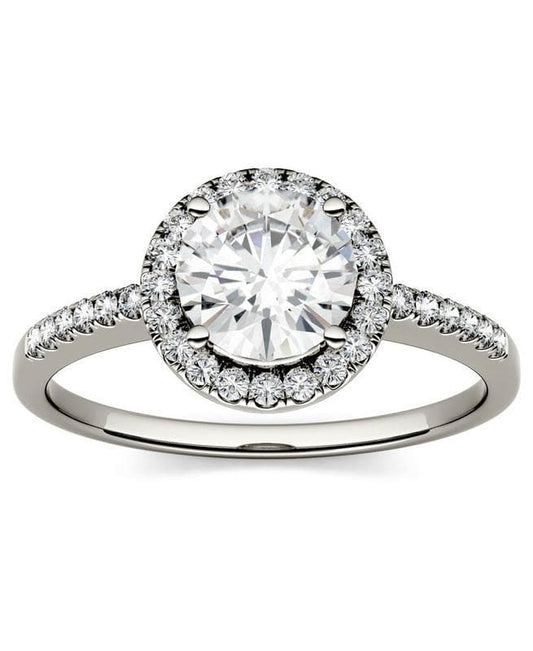 Round Cut Moissanite Round Halo Engagement Ring