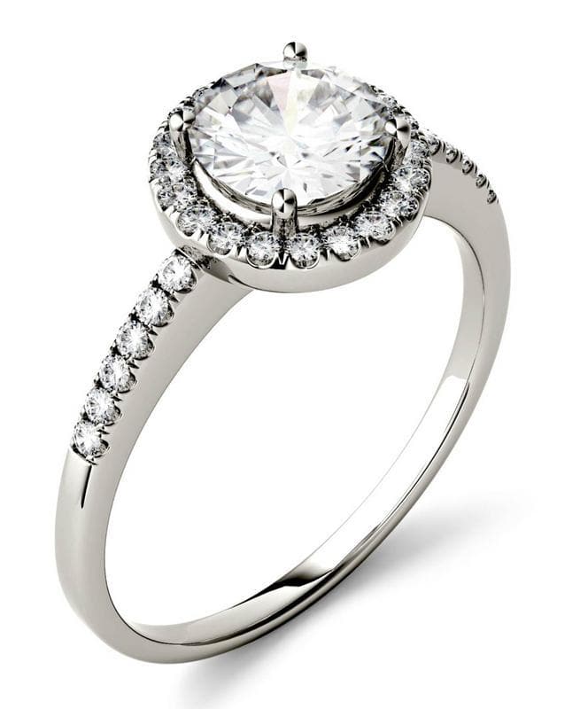 Round Cut Moissanite Round Halo Engagement Ring
