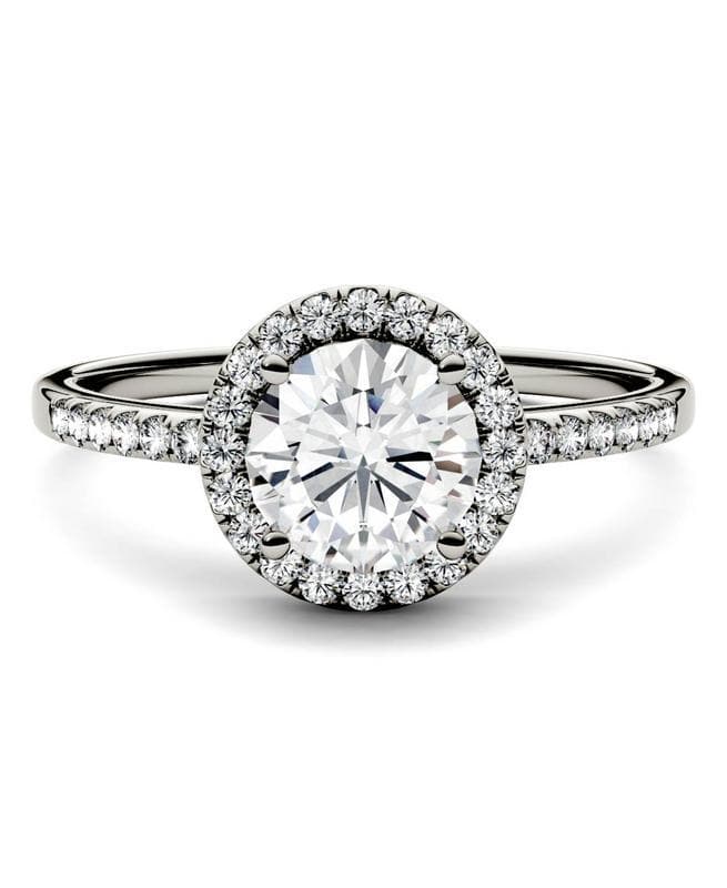 Round Cut Moissanite Round Halo Engagement Ring