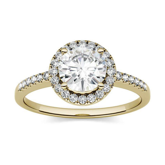Moissanite Round Halo Engagement Ring
