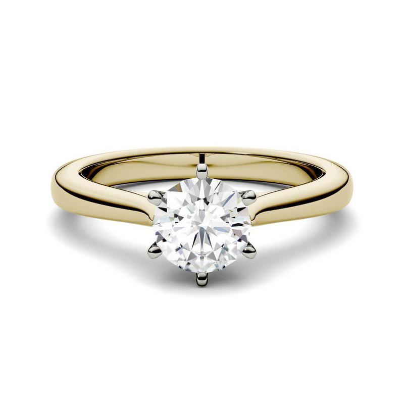 1.5ct Moissanite Solitaire Engagement Ring in 14k Two-Toned Gold